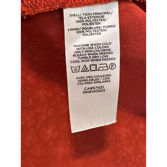 Loft red floral long sleeves ruffled lined sheer blouse size small - Picture 4 of 10